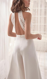 Sleeveless Deep V Neck Chiffon Long Pants Backless Halter Jumpsuit Sleeveless Deep V Neck Chiffon Long Pants Backless Halter Jumpsuit