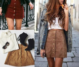 High-Waist Bodycon Suede Short Skirts