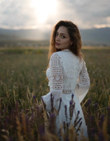 Lace Hollow-Out V-Neck Solid Flare Long Sleeve Dress Lace Hollow-Out V-Neck Solid Flare Long Sleeve Dress