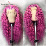 13x6 Ombre Lace Front Wig Brazilian Remy Pre-plucked Curly Human Hair Wig Transparent Lace