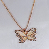 Gold Opal Butterfly Pendant