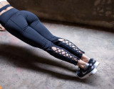 Yoga Pants Cross Leggings Cutout Tie Cuff Workout Tights