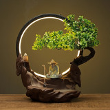 Antique Buddha and Tree Incense Burner with LED Light