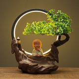 Antique Buddha and Tree Incense Burner with LED Light