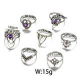 Antique Silver Rhinestone Ring Set