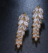 Cubic Zirconia Salix Leaf Shaped Earrings