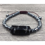 Black Tourmaline Mala Beads Charm Bracelet
