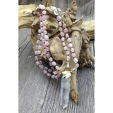Natural Quartz Pendant Rose Nugget Beads Necklace Natural Quartz Pendant Rose Nugget Beads Necklace