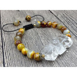 Clear Quartz & Agate Mala Beads Bracelet