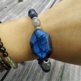 Labradorite with Sodalite Mala Bead Bracelet