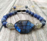 Labradorite with Sodalite Mala Bead Bracelet