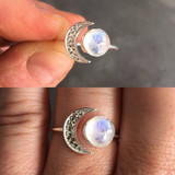 Crescent Moonstone Ring