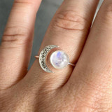Crescent Moonstone Ring
