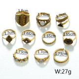 (CLEARANCE) Golden/Silver Leaf Stone Vintage Crystal Rings (Set of 10 Rings)