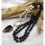 Howlite and Obsidian Mala Bead Necklace Howlite and Obsidian Mala Bead Necklace
