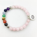 Rose Quartz and Chakra Stones Mala Bead Bracelet