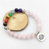 Rose Quartz and Chakra Stones Mala Bead Bracelet