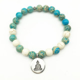Turquoise and Howlite Mala Bead Bracelet Turquoise and Howlite Mala Bead Bracelet