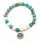 Turquoise and Howlite Mala Bead Bracelet Turquoise and Howlite Mala Bead Bracelet