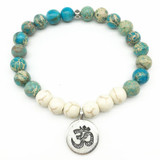 Turquoise and Howlite Mala Bead Bracelet Turquoise and Howlite Mala Bead Bracelet