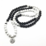 Lava Stone & Howlite Mala Bead Bracelet or Necklace