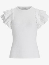 Slim Ribbed Ruffle Sleeve T-Shirt