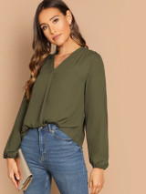 Commuter V-neck Chiffon Loose Pullover Blouse