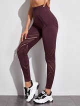 Solid Laser Cut Out Seamless Sports Leggings