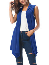 Women's Sleeveless Draped Open Front Cardigan