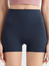 Wide Waistband Duirky-dry Solid Biker Shorts