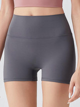Wide Waistband Duirky-dry Solid Biker Shorts