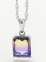 Emerald-Cut Aquamarine Solitaire Pendant with Diamond