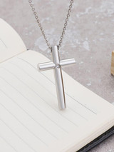 Solitaire Diamond Cross Pendant