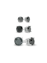 Black Cubic Zirconia Stud Earrings Set in Sterling Silver