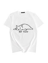Women's Stylish Lazy Cat Print Comfort T-Shirt