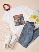 Cat & Graphic Print Tee