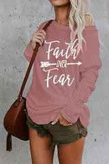 Letter Print Scoop Neck Casual T-Shirt