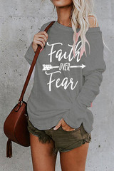 Letter Print Scoop Neck Casual T-Shirt