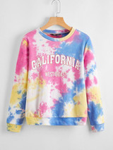 Letter Graphic Tie Dye Pullover