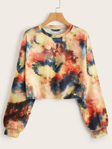 Retro Drop Shoulder Tie Dye Pullover