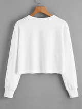 Drop Shoulder Butterfly Print Pullover