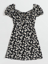 Plus Tie Front Daisy Floral Milkmaid Dress