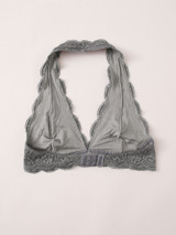 Plunging Floral Lace Halter Bralette