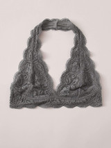 Plunging Floral Lace Halter Bralette