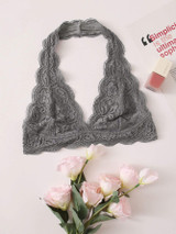 Plunging Floral Lace Halter Bralette