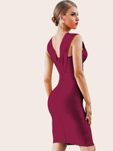 Zip Back Plunge Neck Bandage Dress