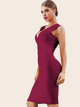 Zip Back Plunge Neck Bandage Dress