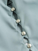 V Neck Button Loop Ruched Blouse
