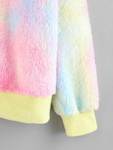 Tie Dye Plush Drop Shoulder Jacket