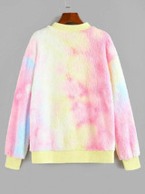Tie Dye Plush Drop Shoulder Jacket